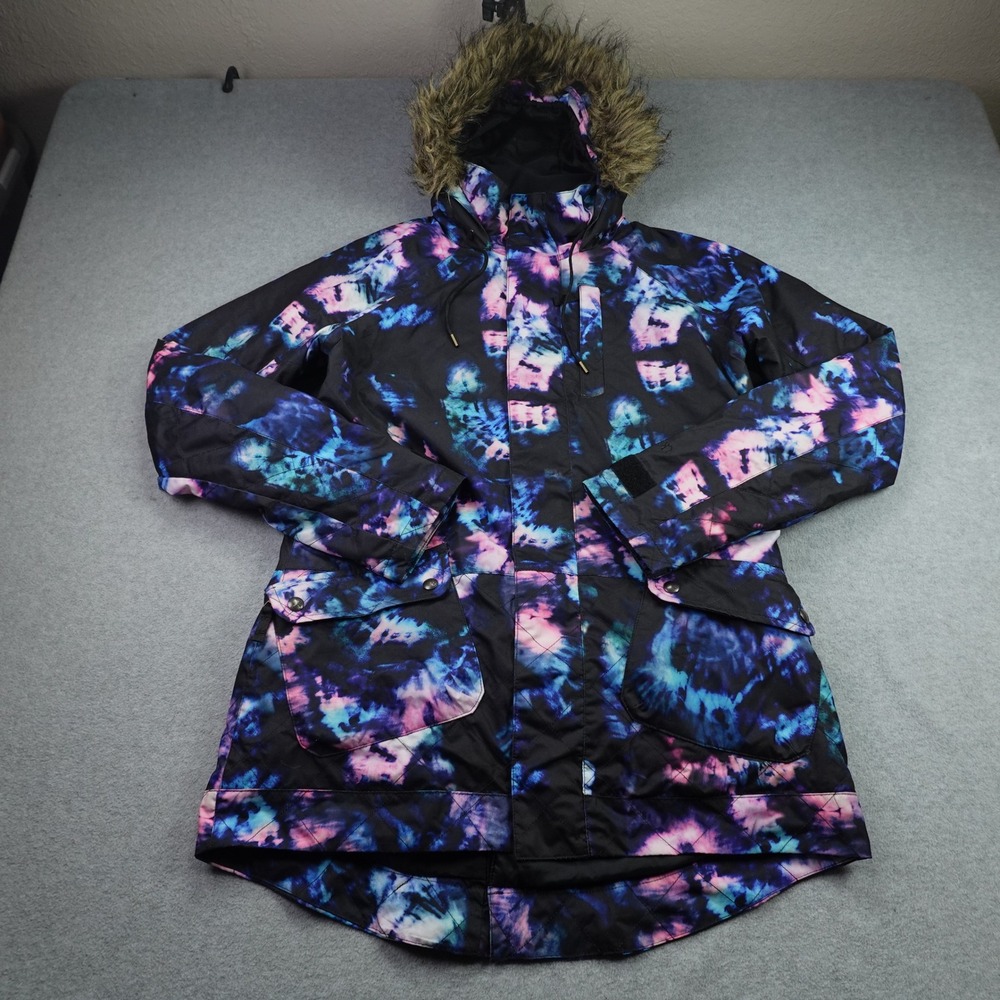 Burton Jacket Women M Multi Tie Dye White Collection DryRide Snowboard Parka